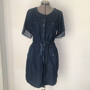 Denim button down shift dress